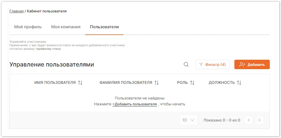 Вкладка «Пользователи»